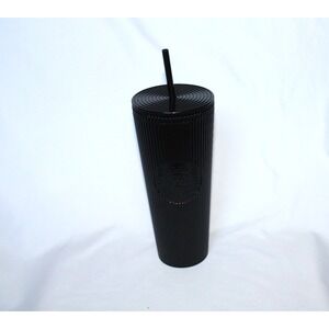 Starbucks 2024 Black Pleated Metallic Core Tumbler 24oz Venti Cold Cup NEW